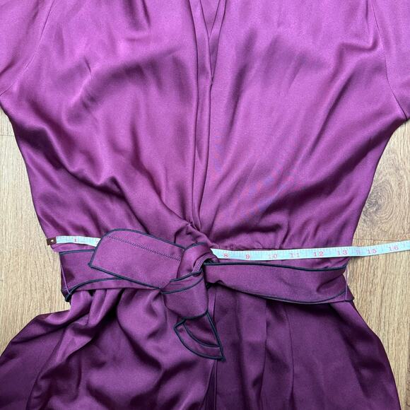 Ayres E. Eysen Vintage Purple Satin Wrap Front Dress VTG Size 6 Long Sleeve MOD - Picture 9 of 11